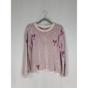 Splendid Aster Crew Neck Sweater Womens Small Gardenia New Cotton Linen Blend